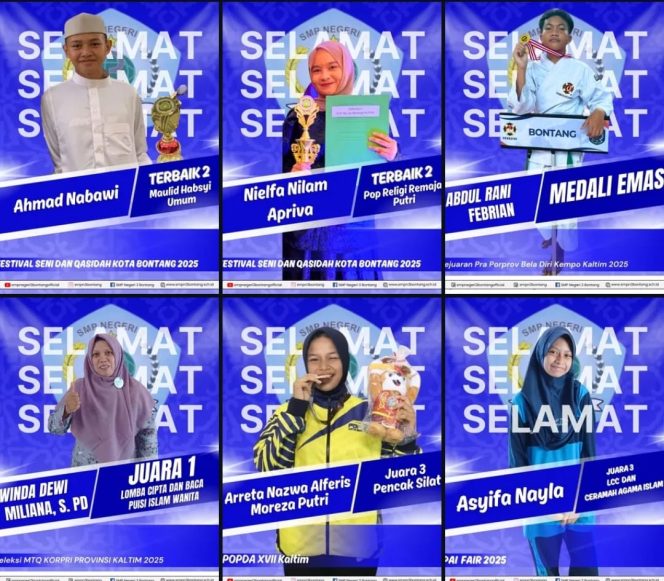 
					Sepanjang 2025, SMP Negeri 3 Bontang Raih Deretan Prestasi Gemilang