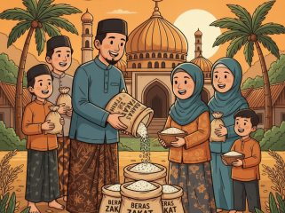 Ilustrasi zakat fitrah. (AIStudio)