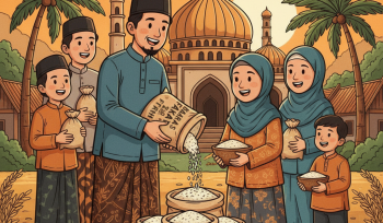 Ilustrasi zakat fitrah. (AIStudio)