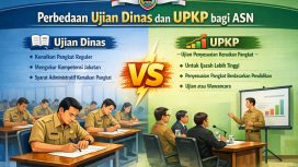 Ilustrasi perbedaan Ujian Dinas dan UPKP bagi ASN. 