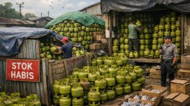 Ilustrasi pangkalan elpiji tiga kilogram yang melakukan penimbunan.
