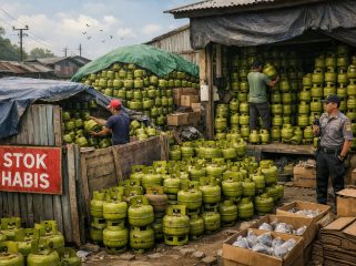 Ilustrasi pangkalan elpiji tiga kilogram yang melakukan penimbunan.