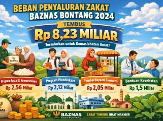 Ilustrasi beban penyaluran zakat BAZNAS Bontang 2024 tembus Rp8,23 Miliar. (AIgenerator)