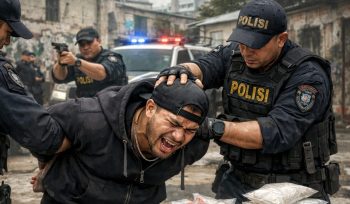 Ilustrasi pengedar narkoba ditangkap polisi. (AI Generator)