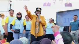 Wali Kota Bontang Neni Moerniaeni dalam peringatan Hari Buruh Internasional (May Day) di Kota Bontang, Sabtu (1/5/2026). 