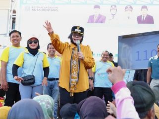 Wali Kota Bontang Neni Moerniaeni dalam peringatan Hari Buruh Internasional (May Day) di Kota Bontang, Sabtu (1/5/2026). 