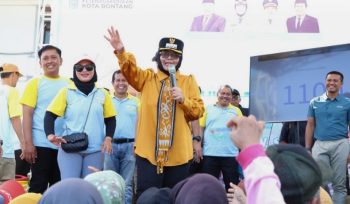 Wali Kota Bontang Neni Moerniaeni dalam peringatan Hari Buruh Internasional (May Day) di Kota Bontang, Sabtu (1/5/2026). 
