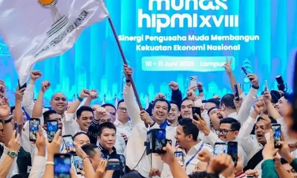 Ade Jona Prasetyo terpilih secara aklamasi sebagai Ketua Umum BPP HIPMI periode 2026-2029 dalam Munas XVIII HIPMI di Lampung, Kamis (11/6/2026). (Foto: Dok. HIPMI)