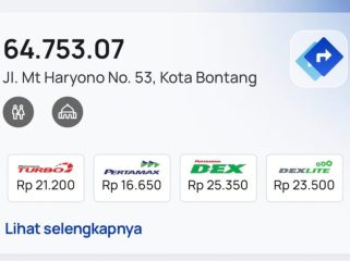 Harga BBM terbaru di bontang. (Foto: Tangkapan layar/MyPertamina)
