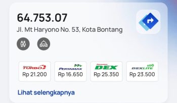 Harga BBM terbaru di bontang. (Foto: Tangkapan layar/MyPertamina)
