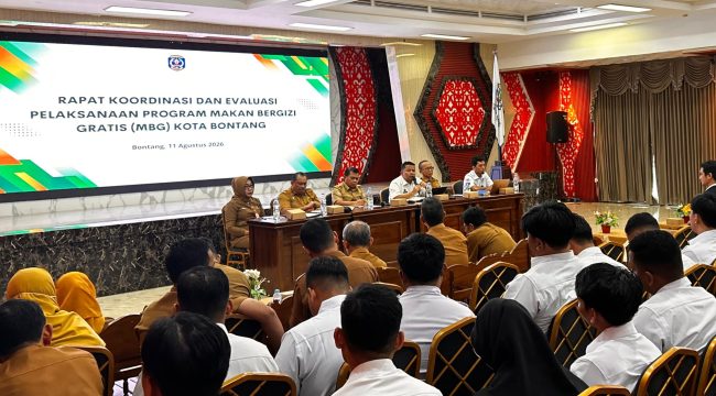 Rapat koordinasi dan evaluasi program MBG di Bontang, Selasa (11/8/2026).