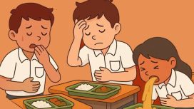 Ilustrasi siswa pelajar keracunan menu MBG. 