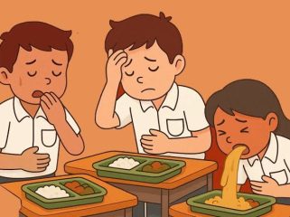 Ilustrasi siswa pelajar keracunan menu MBG. 