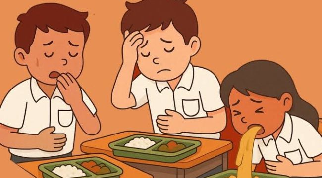 Ilustrasi siswa pelajar keracunan menu MBG. 