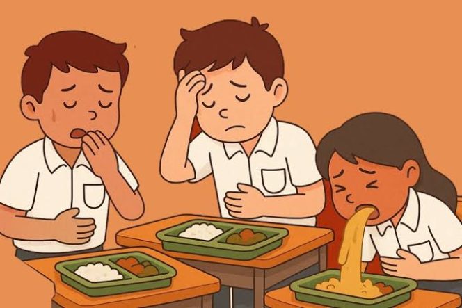 
					Ilustrasi siswa pelajar keracunan menu MBG. 