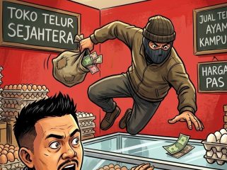 Ilustrasi foto pencuri telur. (Foto: Gemini AI)