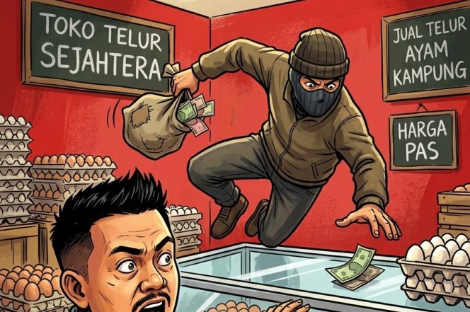 
					Ilustrasi foto pencuri telur. (Foto: Gemini AI)
